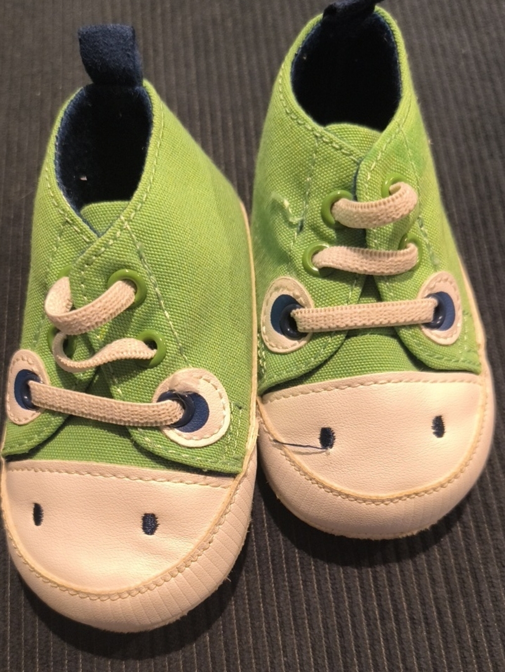Green Canvas Kids Shoes with White Toe - Baby & Toddler